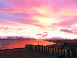 remota lodge at sunset